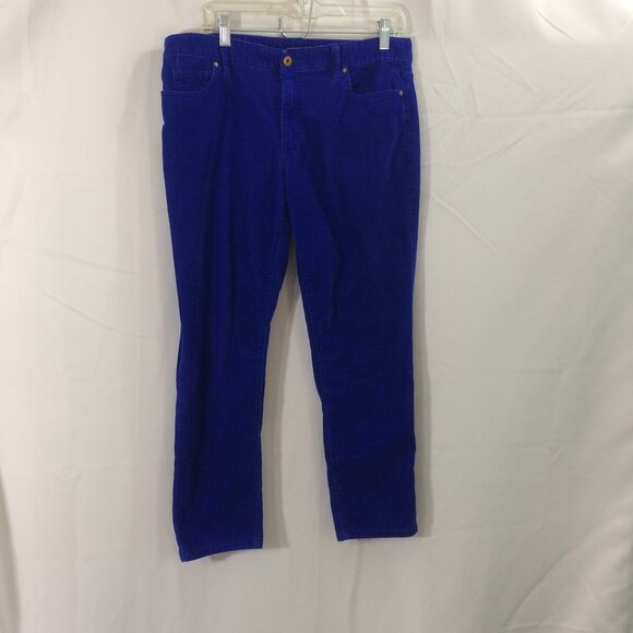 Lands' End Corduroy Pants Blue Fit 1 Size 12 Cotton Stretch Flat Front 5 Pocket - Picture 1 of 4